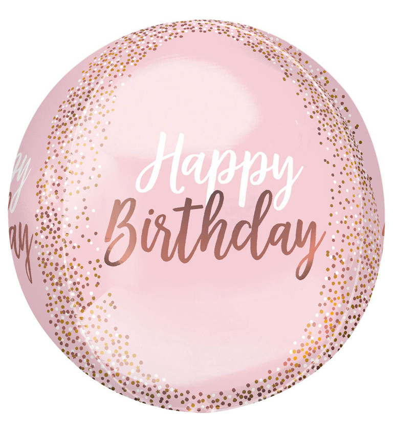 Fóliový balónek - happy birthday pink