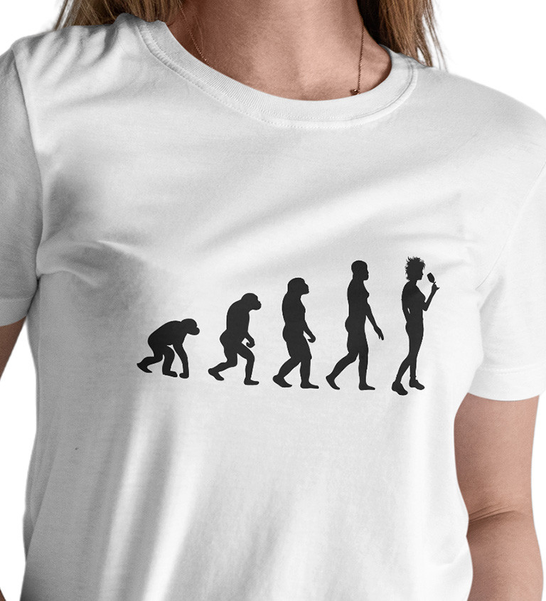 Dámské bílé triko - Evoluce ženy