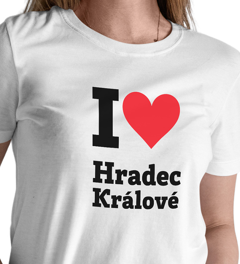 Dámské bílé tričko - I love Hradec Králové