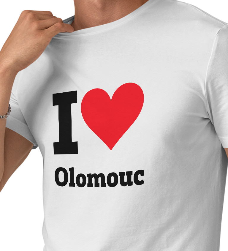 Pánské bílé tričko - I love Olomouc
