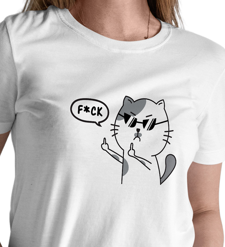 Dámské triko bílé - F*ck kočka