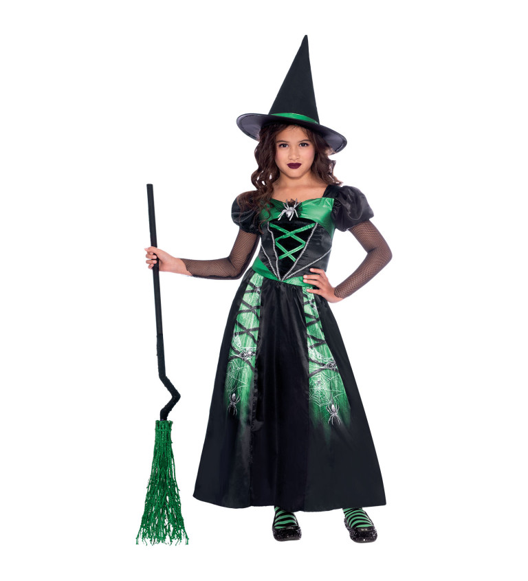 Zelená čarodějka kostým pro děti
