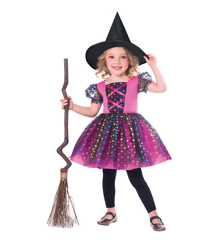 Malá růžová čarodějka - dětský kostým