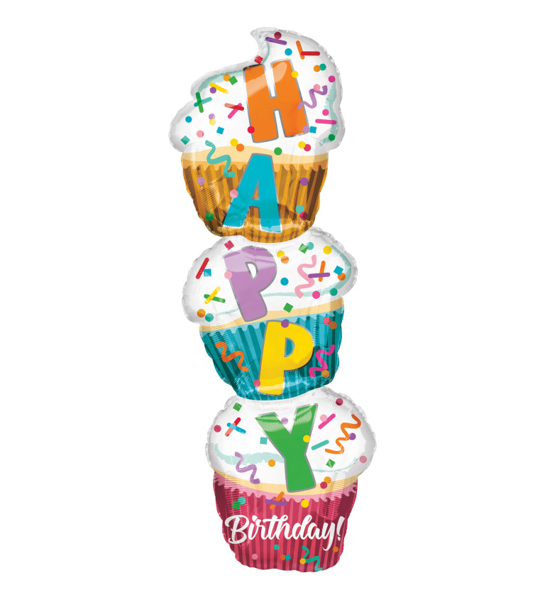 Cupcake balón Happy birthday
