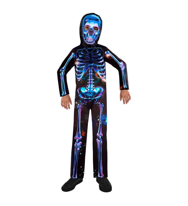 Neon modrý kostlivec - dětský kostým