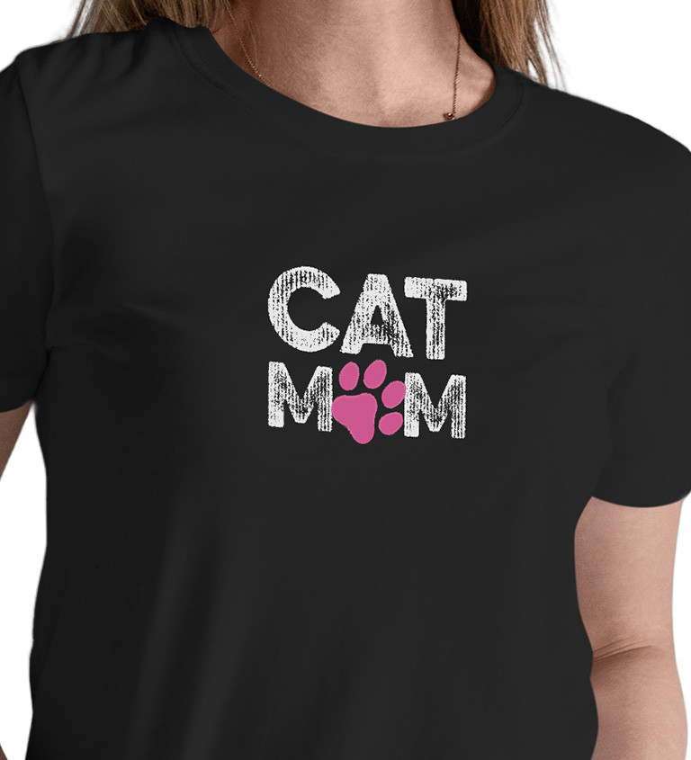 Dámské triko černé -Cat mom