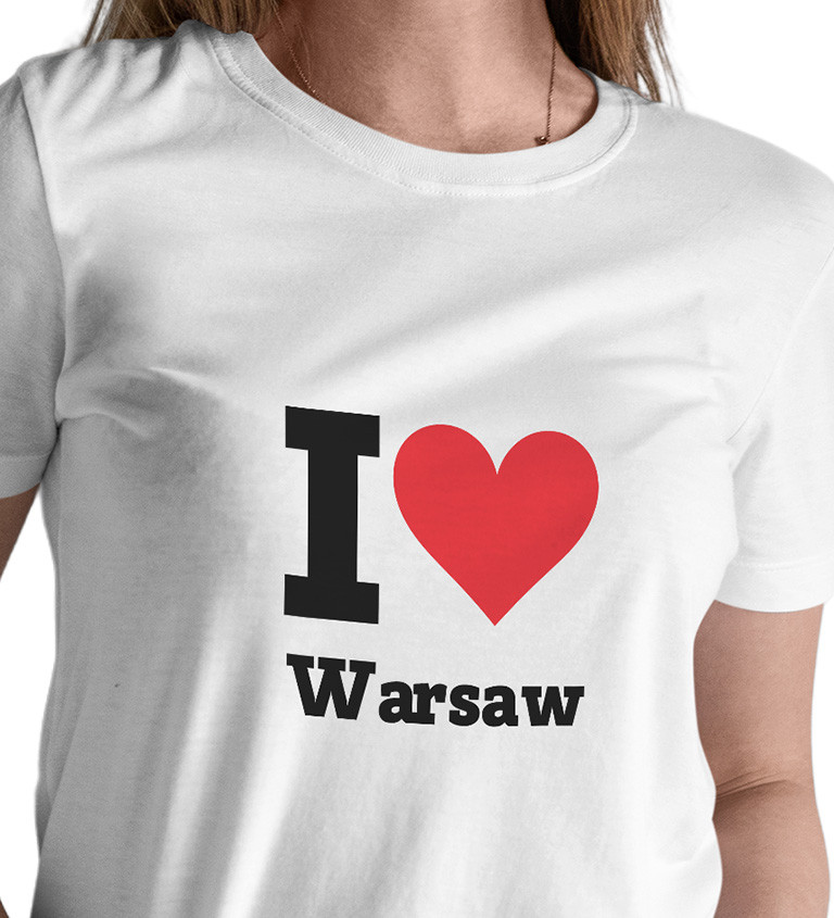 Dámské bílé triko s nápisem - I love Warsaw