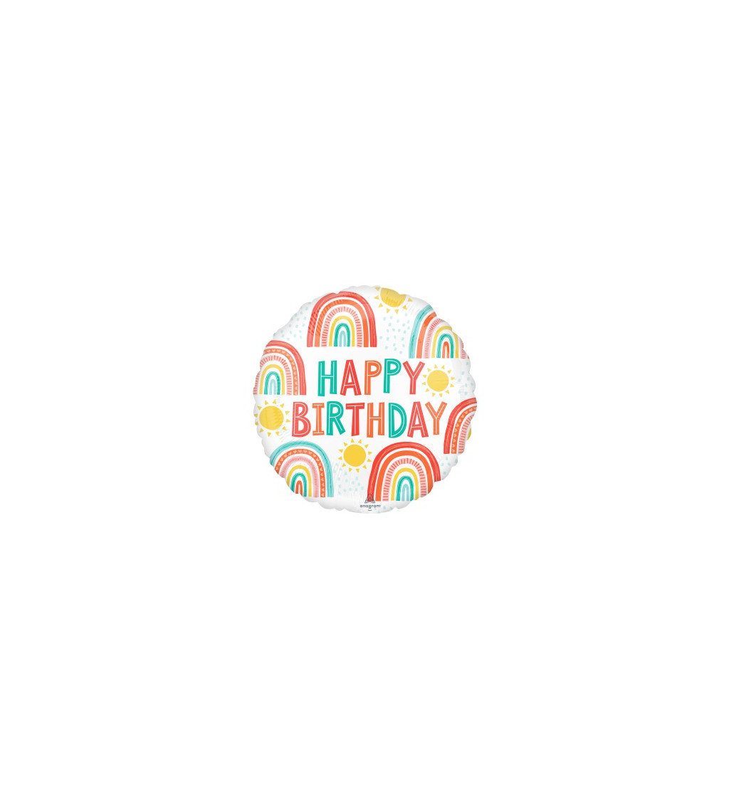 Fóliový balónek Retro Rainbow Birthday