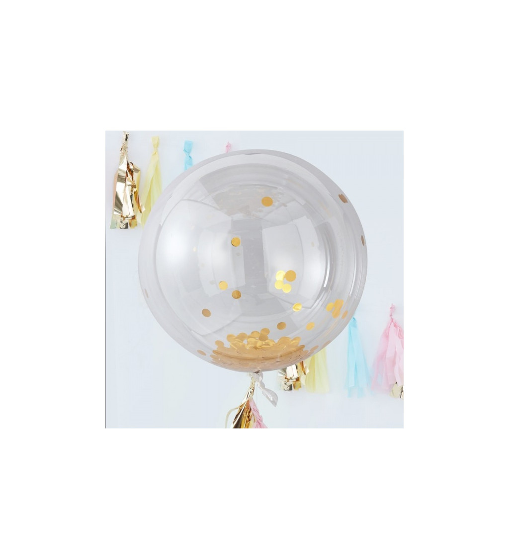 Balónek - velký se zlatými konfetami 3 ks