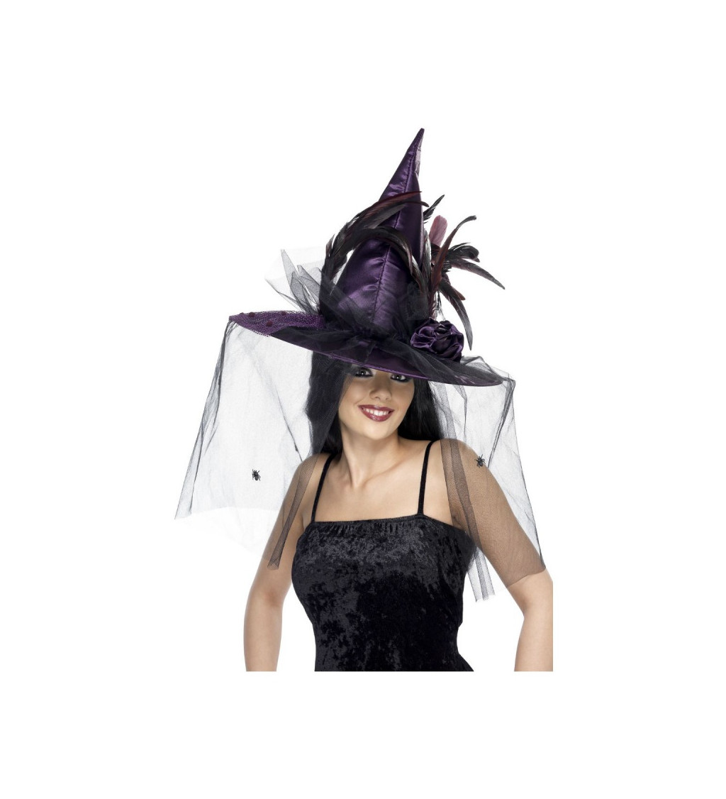 Fialový čarodějnický klobouk deluxe