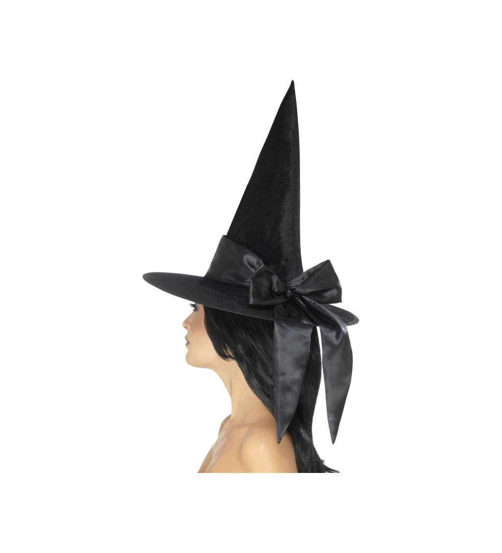 Čarodějnický klobouk s mašlí - černou