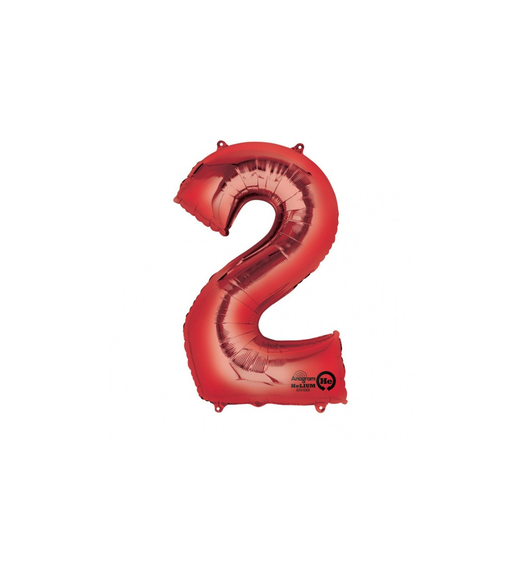 Fóliový balónek velký - červené číslo 2