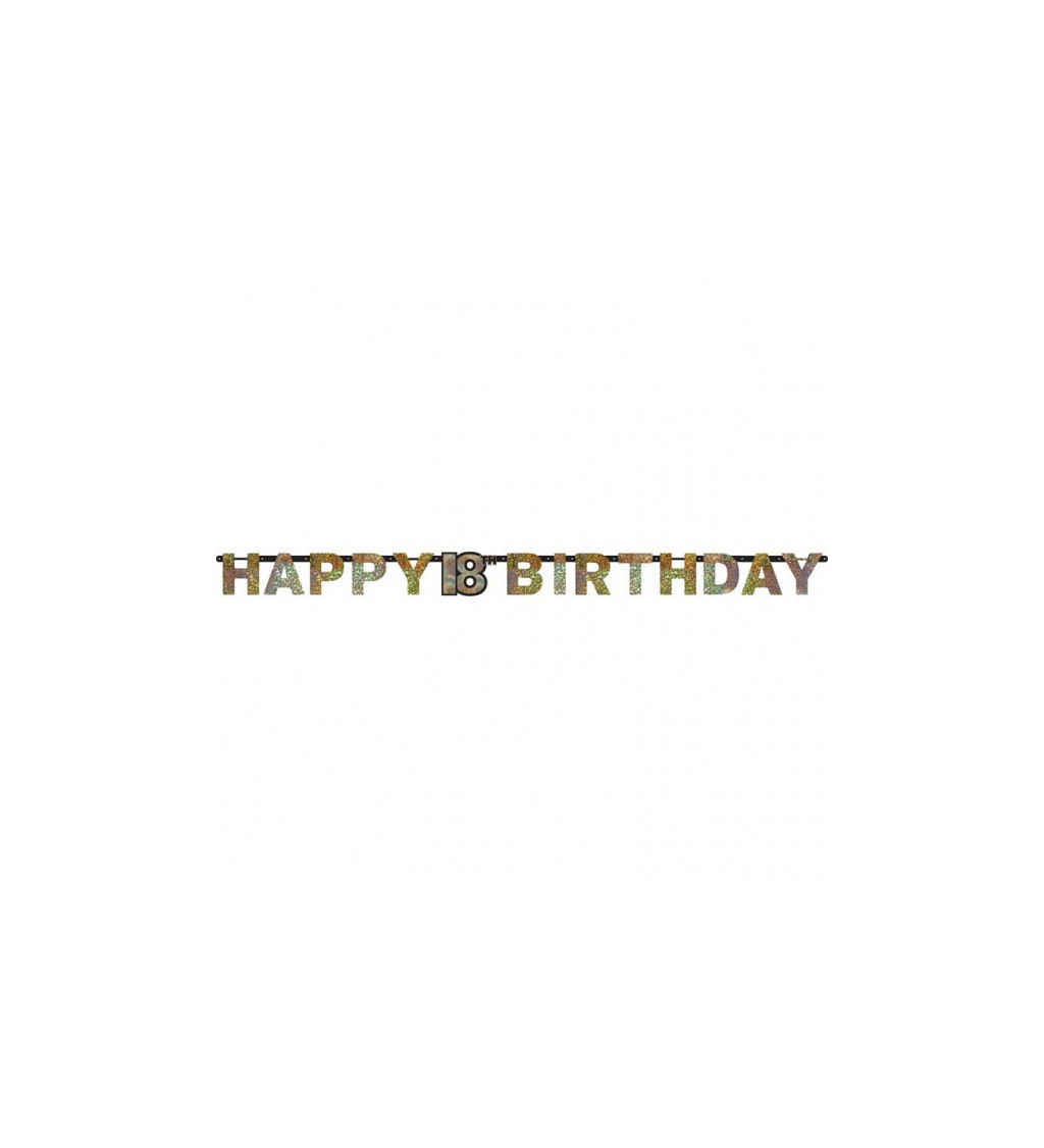 Girlanda - Happy Birthday 18 let, zlatá