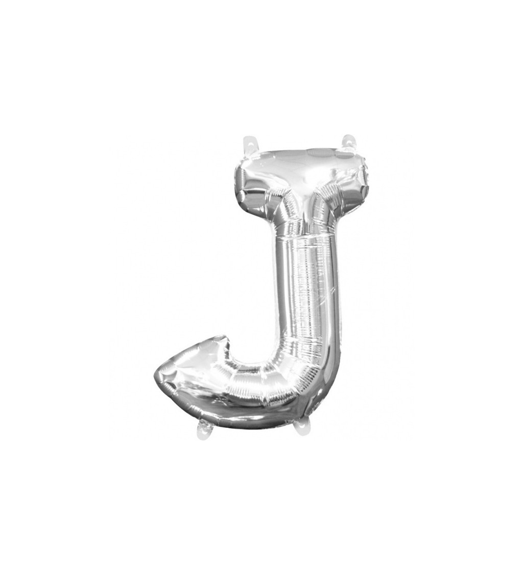 Fóliový balónek malý - stříbrné písmeno J