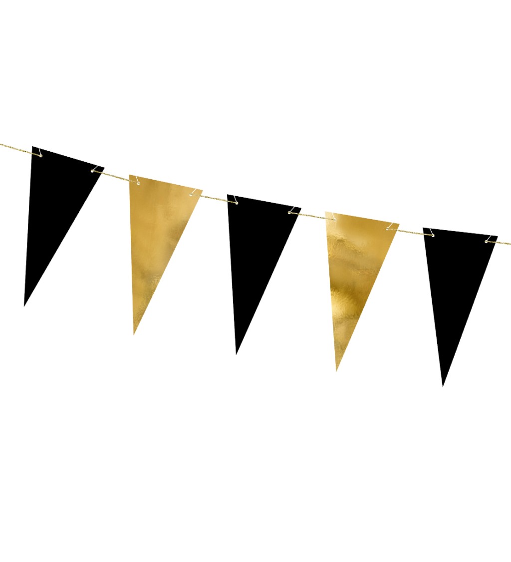 Girlanda - trojúhelníky černé a zlaté