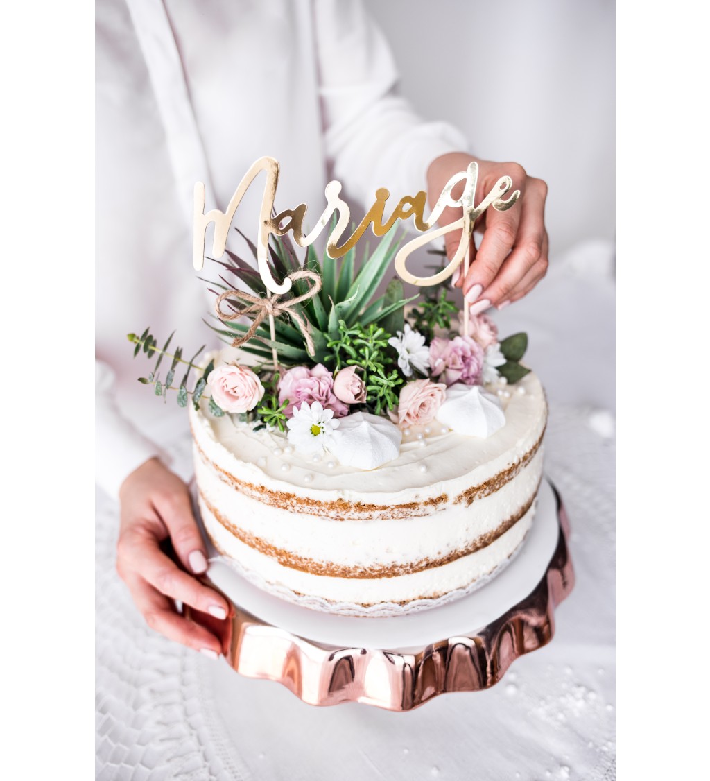 Ozdoba na svatební dort - Mariage zlatá
