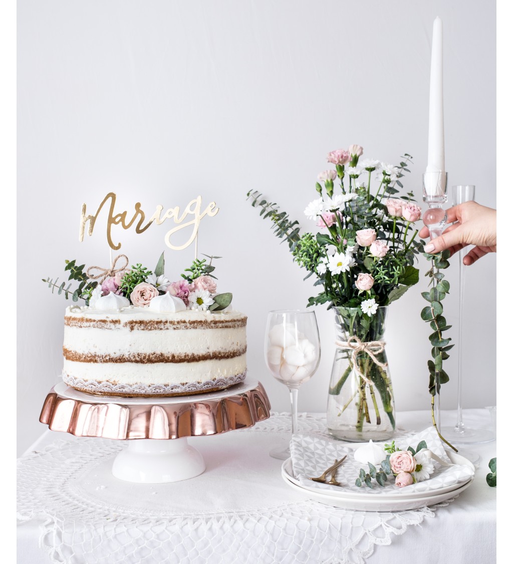 Ozdoba na svatební dort - Mariage zlatá
