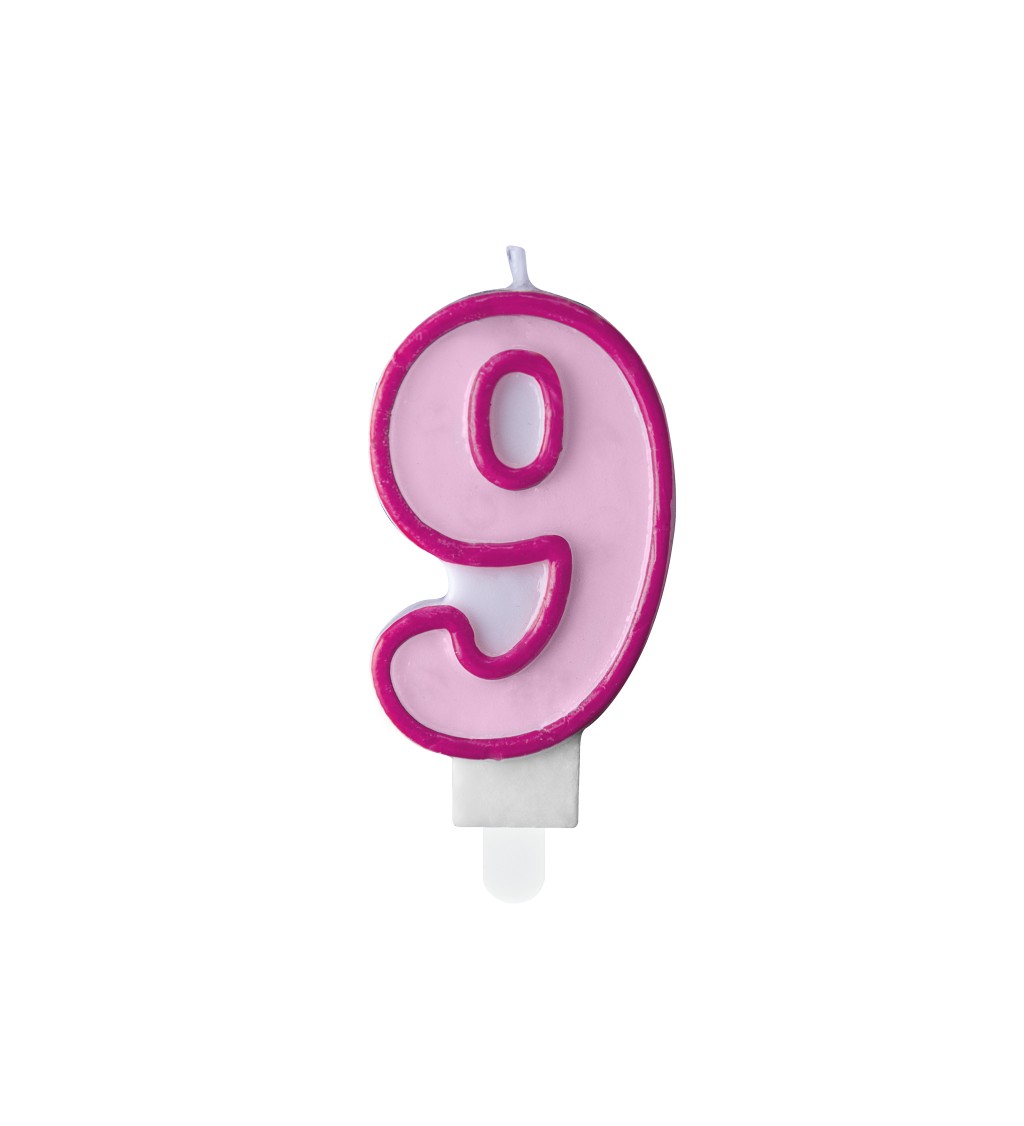 Svíčka s číslem růžová - 9