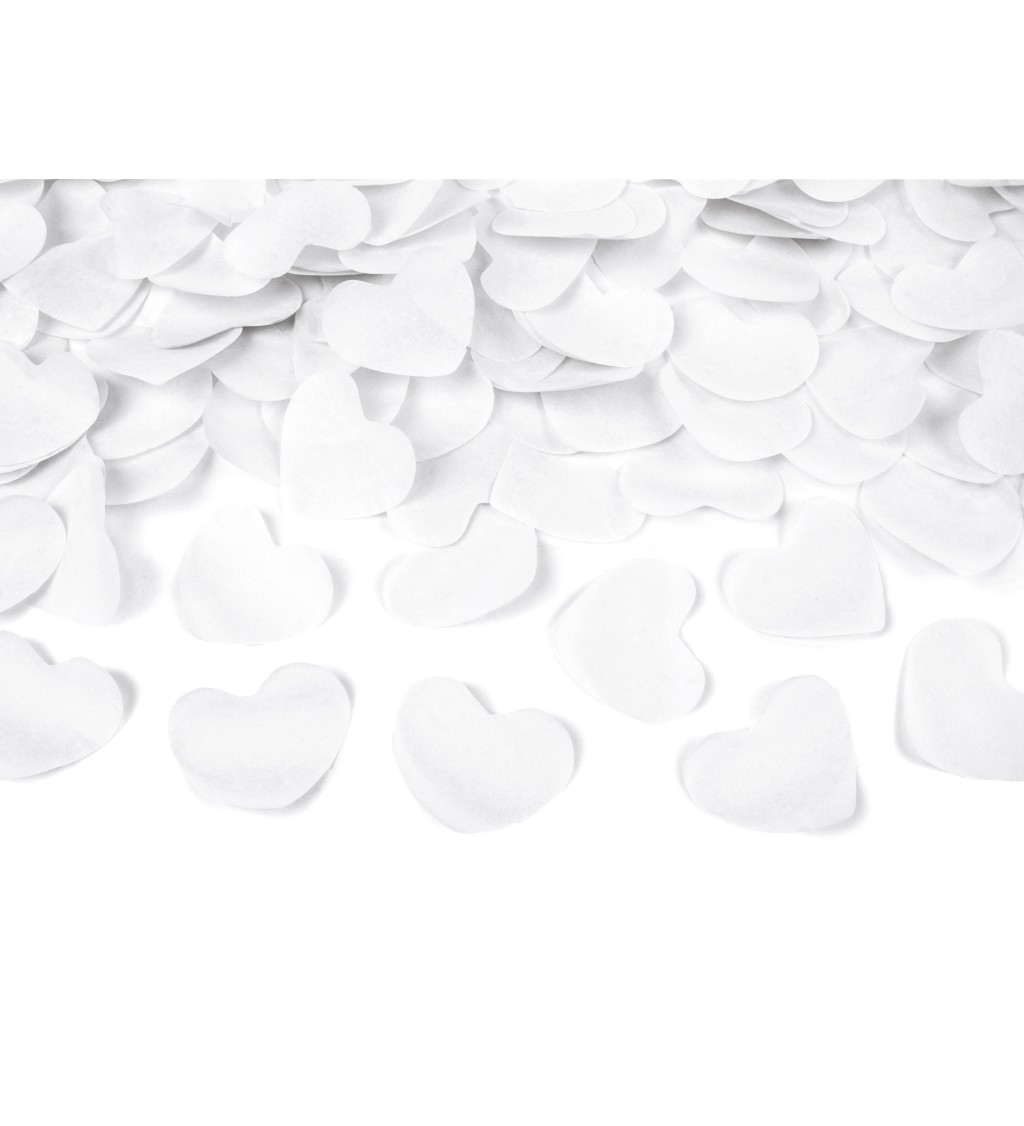 Vystřelovací konfety maxi - bílá srdce
