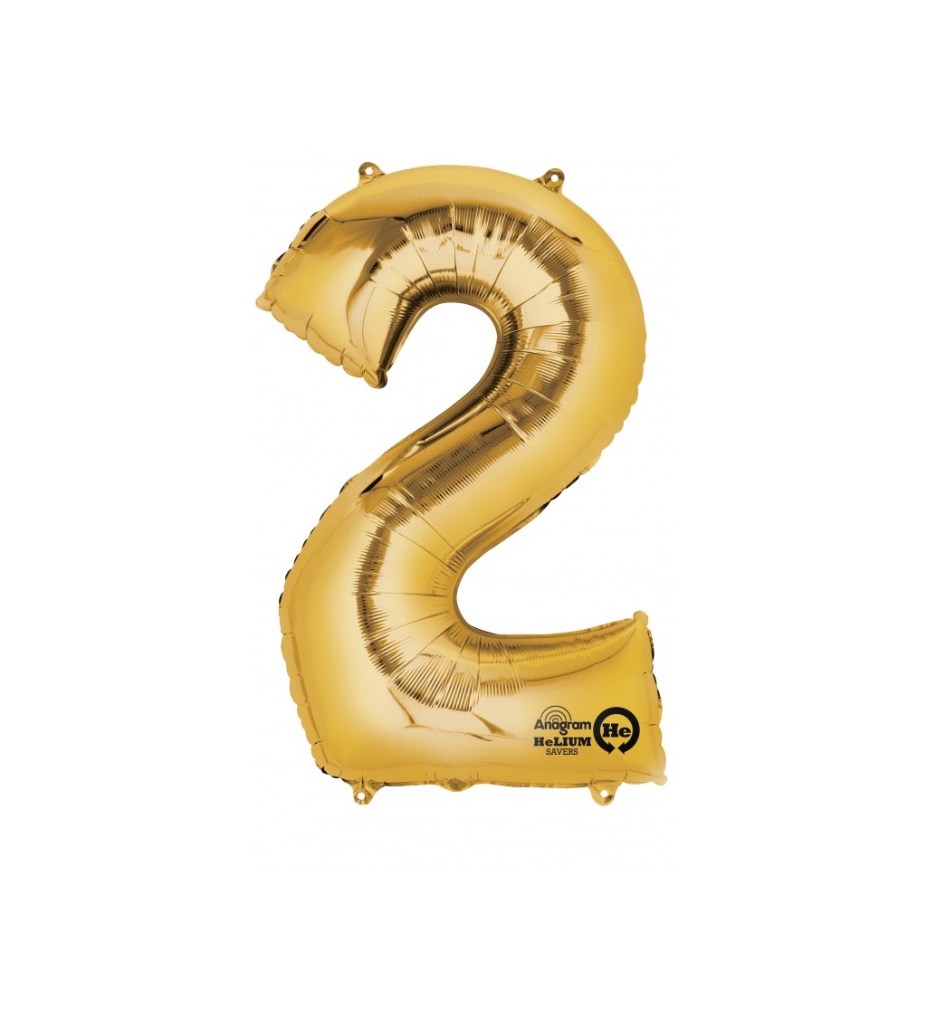 Balonek "2" - zlatý