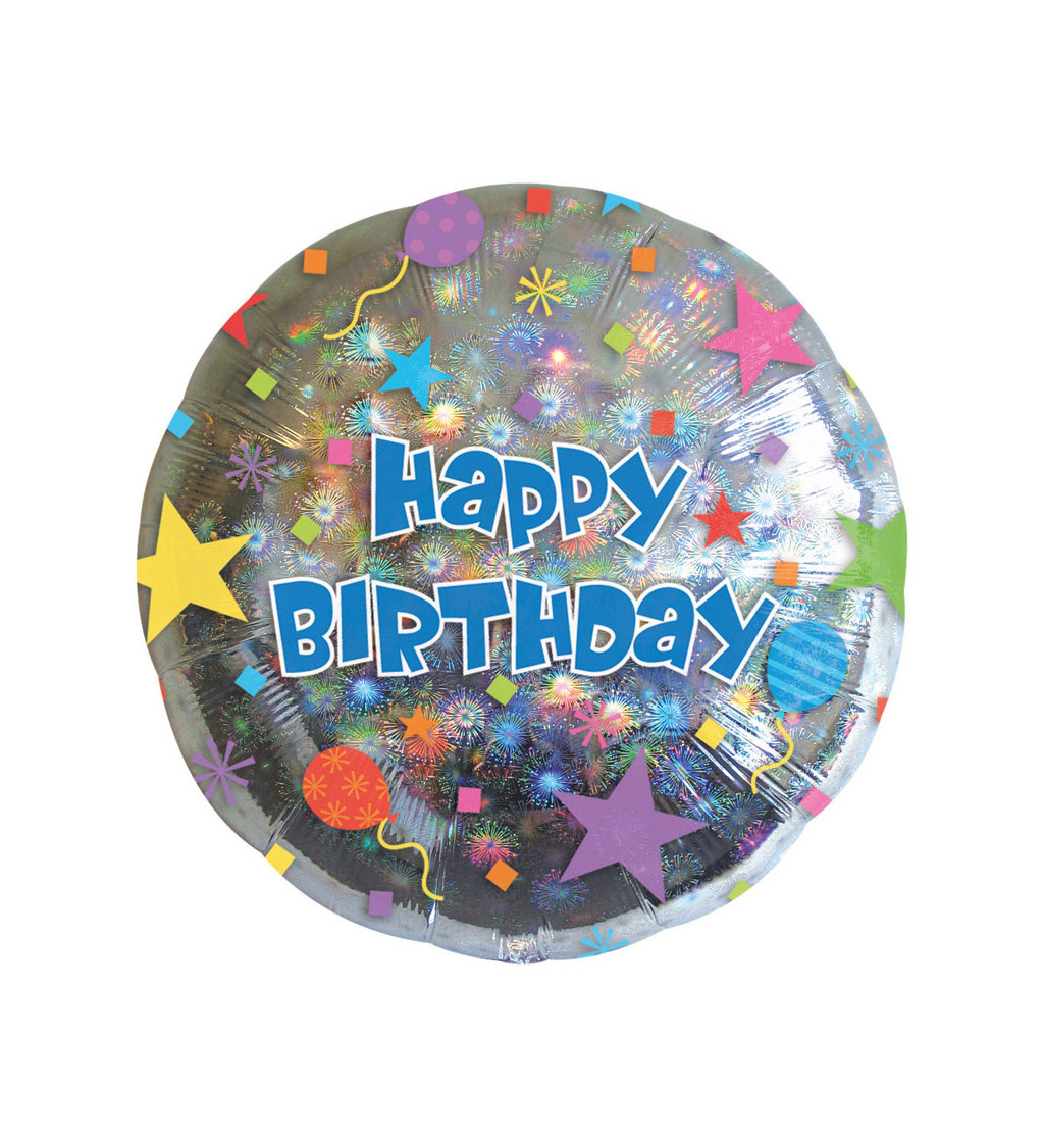 Fóliový balónek narozeninový - kulatý, barevný