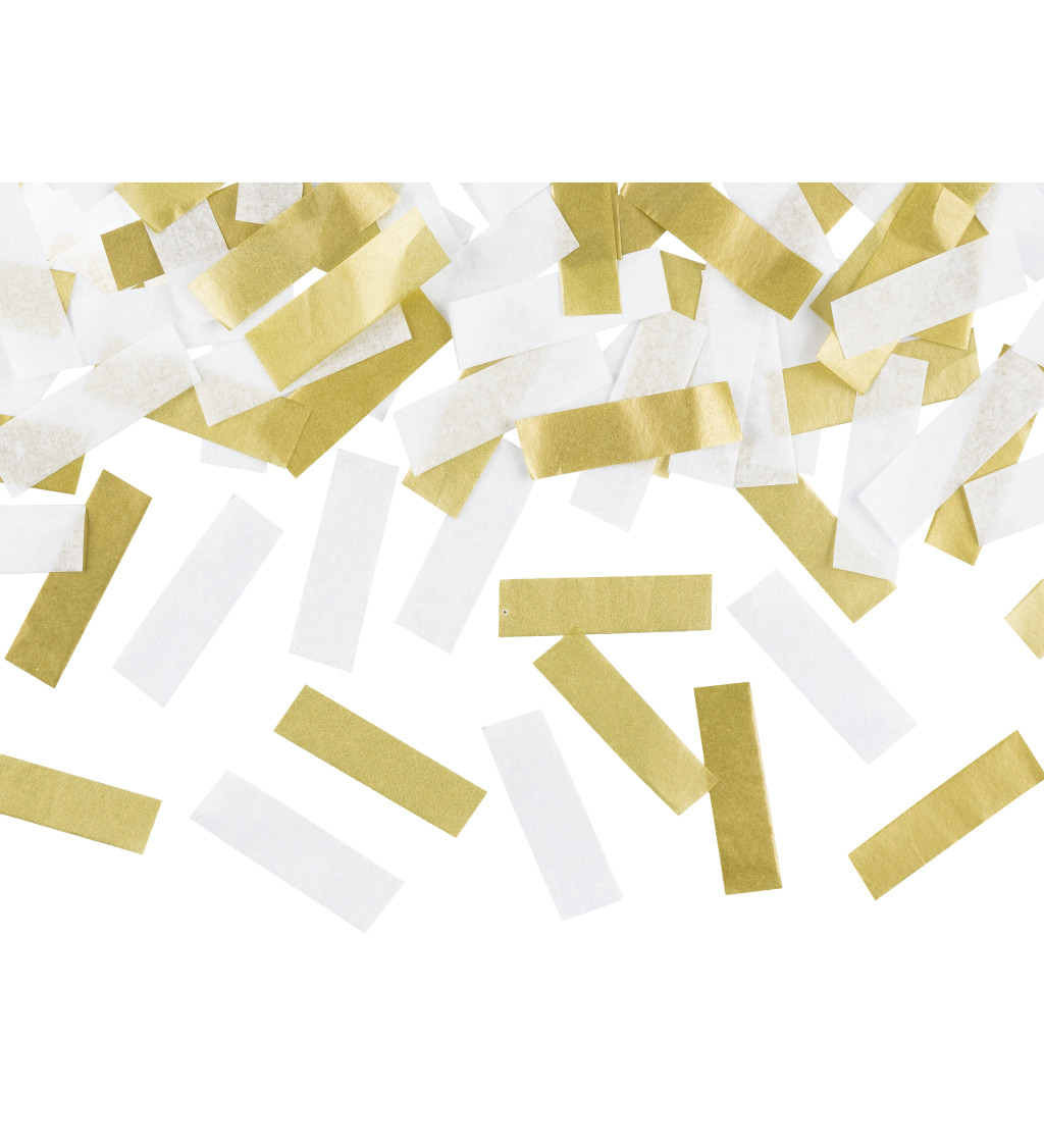 Vystřelovací konfety - zlaté a bílé proužky