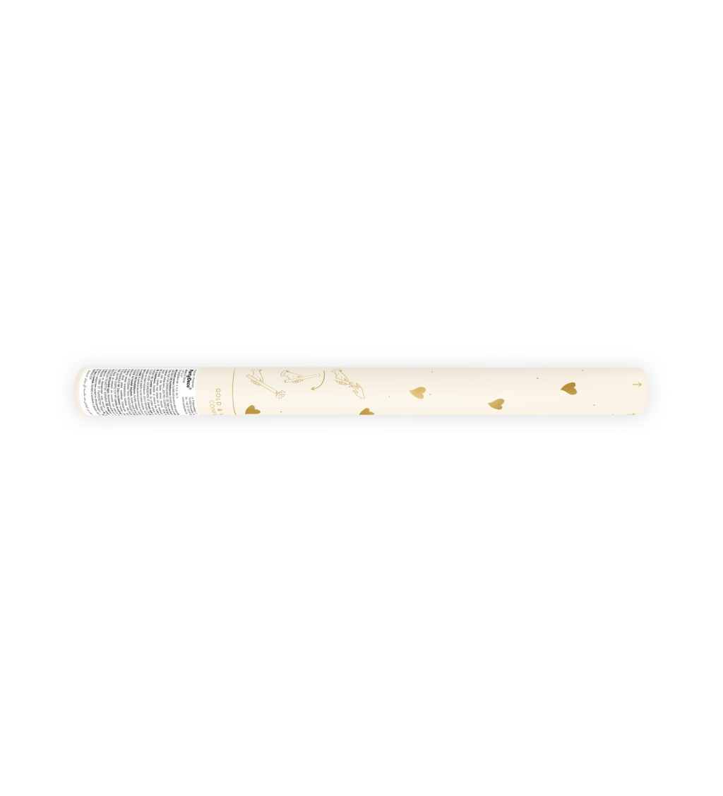 Vystřelovací konfety - bílá a zlatá srdíčka