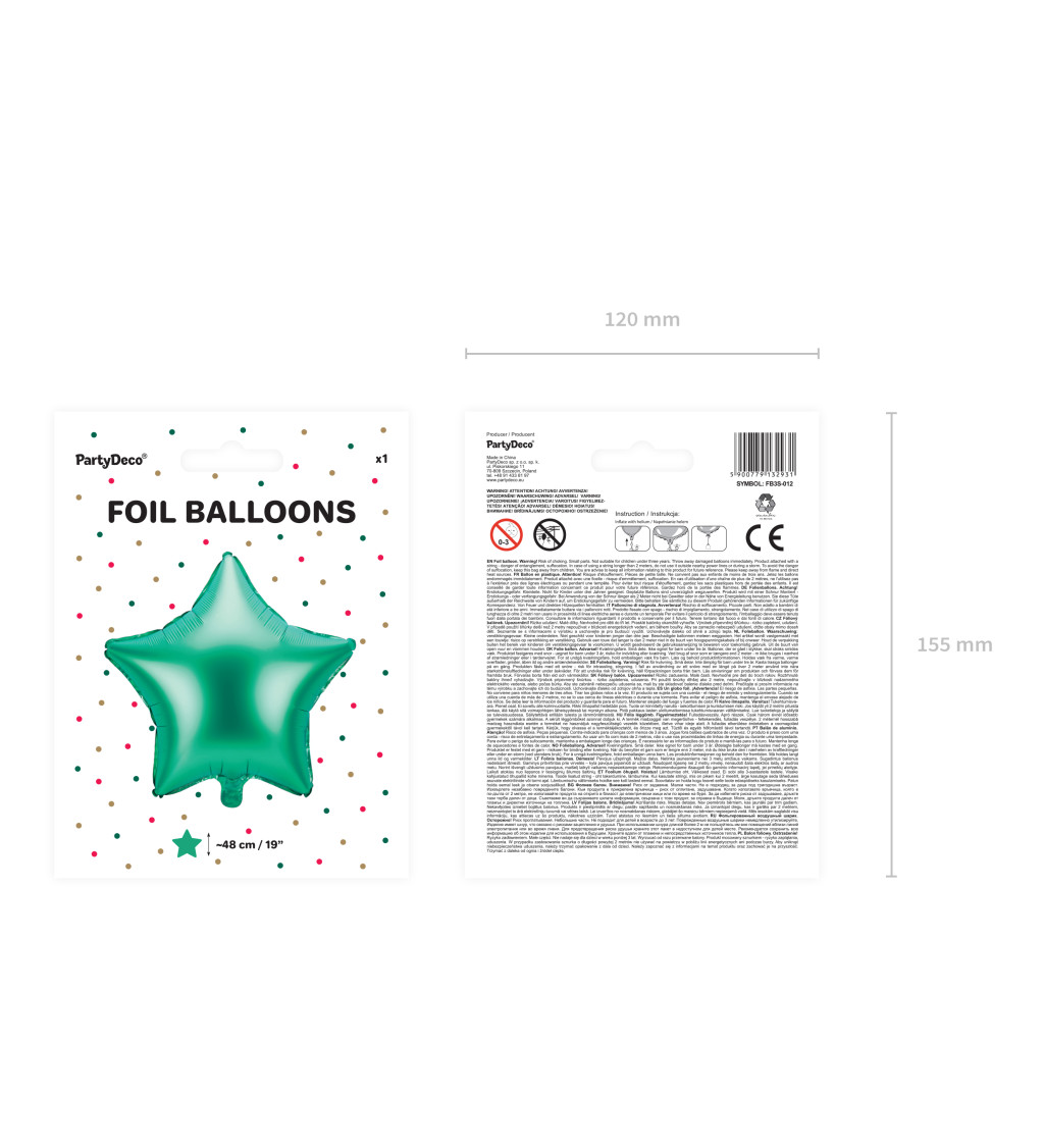 Fóliový balónek Zelená sametová hvězda