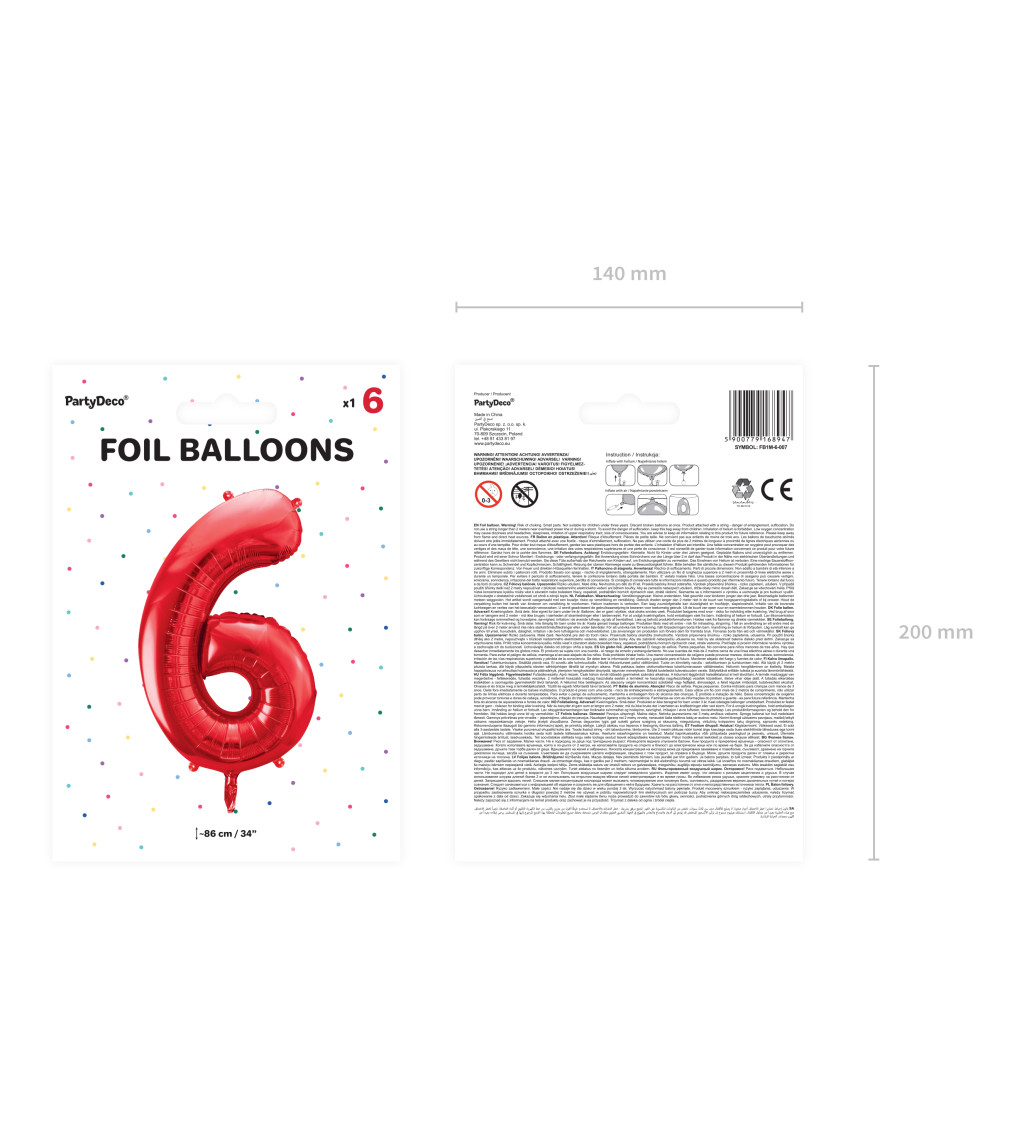 Velký fóliový balónek 6 - červený