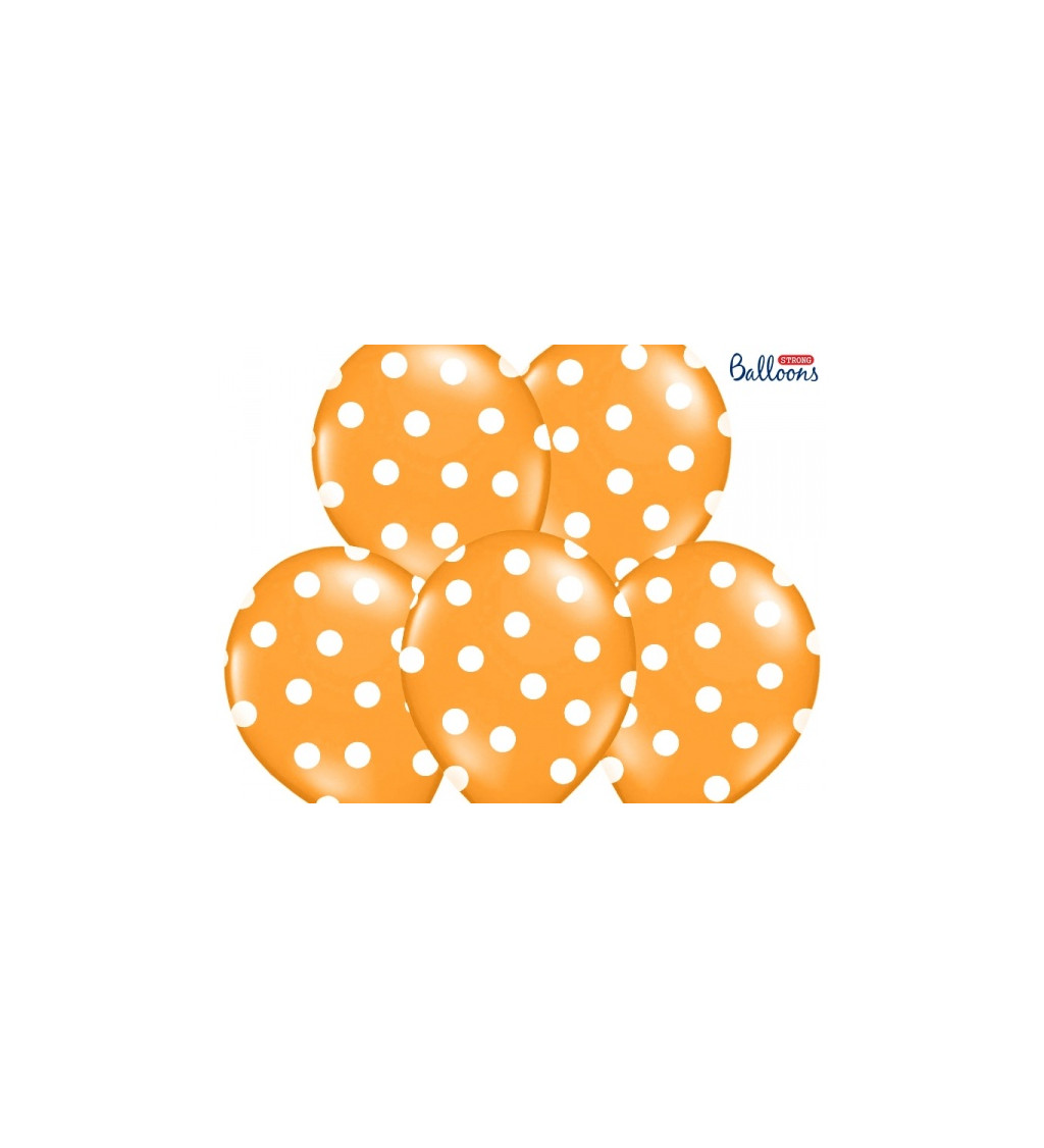 Balónek pastelový oranžový - bílé puntíky