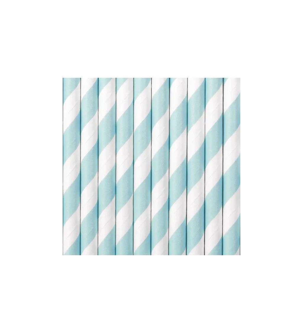 Papírová brčka - pruhovaná modrá