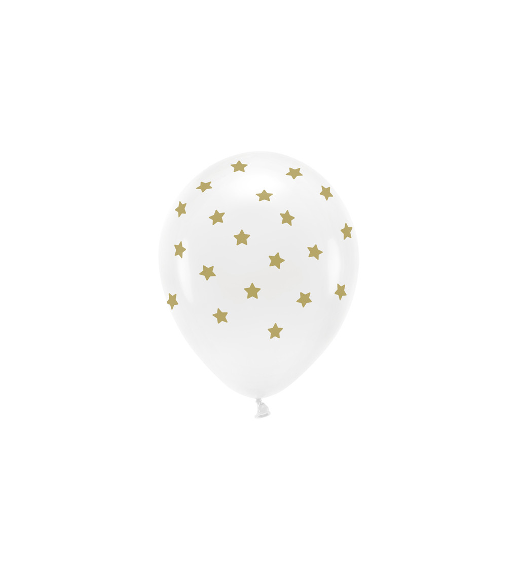 Eco balónky - bílé, zlaté hvězdičky