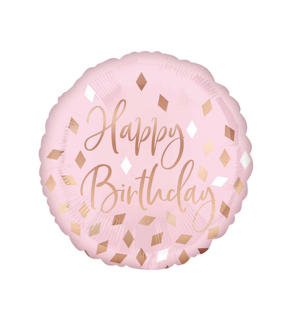 Fóliový balónek - happy birthday růžový