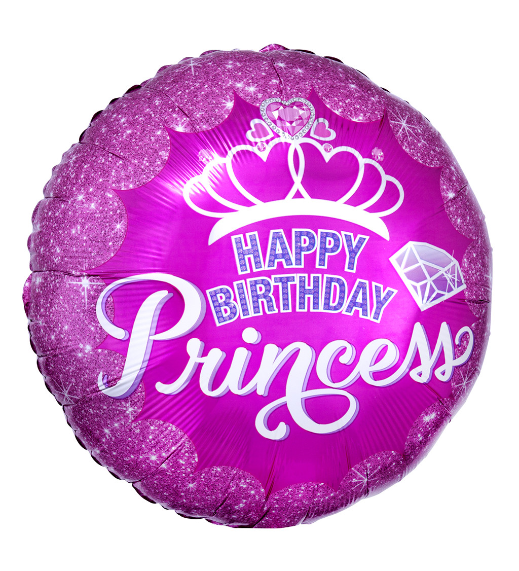Fóliový balónek - happy birthday princess