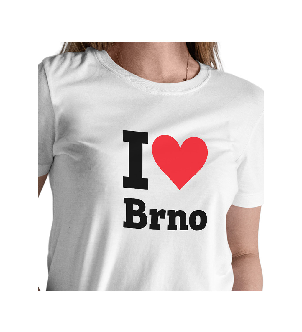 Dámské bílé tričko - I love Brno