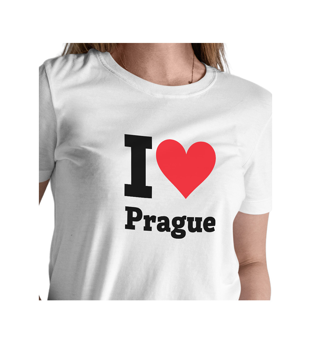 Dámské bílé tričko - I love Prague