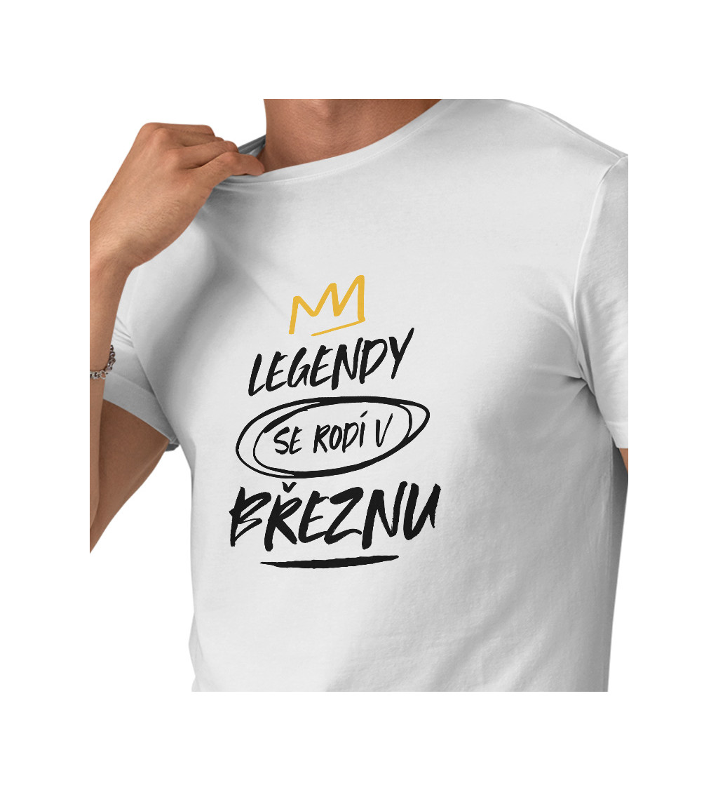 Pánské triko bílé - Legendy se rodí v březnu