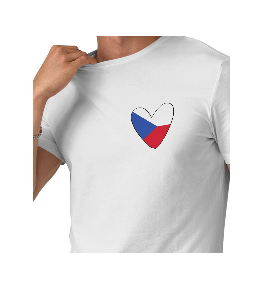 Pánské triko bílé Srdce Česko