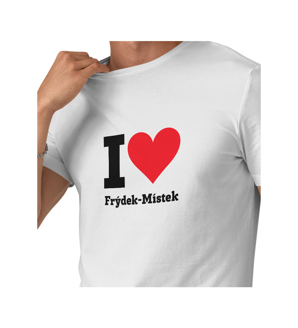 Pánské triko bílé - I love Frýdek-Místek