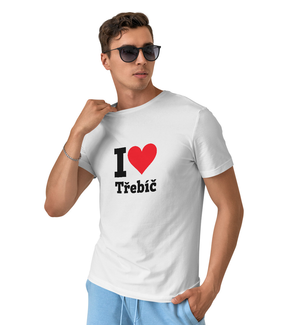 Pánské triko bílé - I love Třebíč