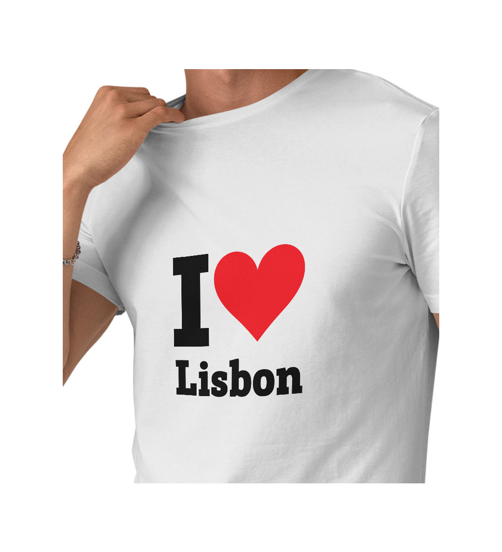 Pánské bílé triko s nápisem - I love Lisbon