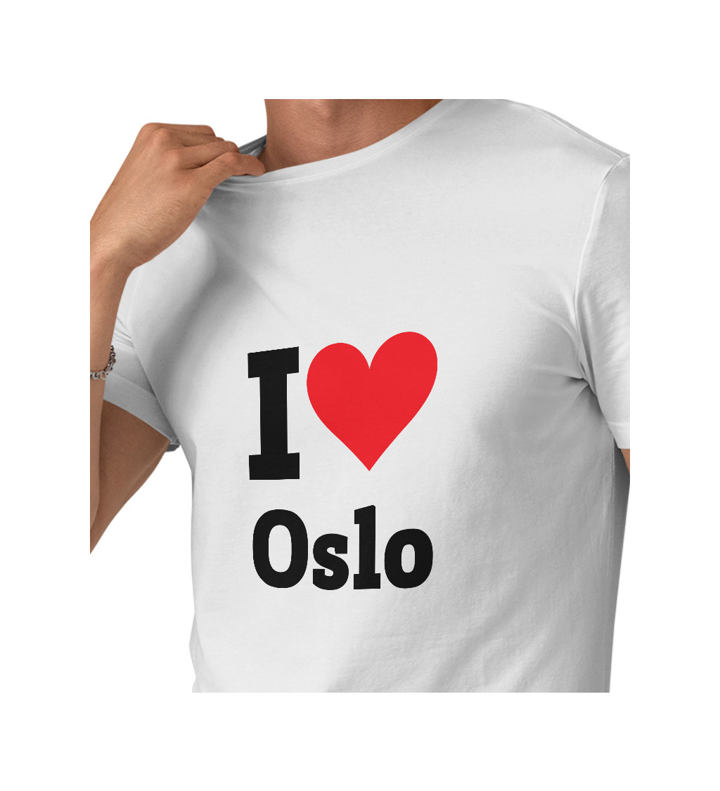 Pánské bílé triko s nápisem - I love Oslo