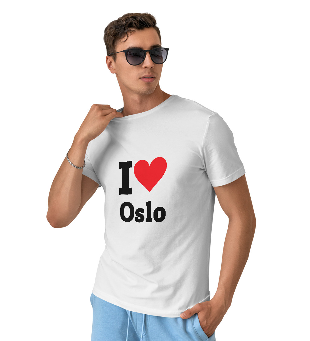 Pánské bílé triko s nápisem - I love Oslo