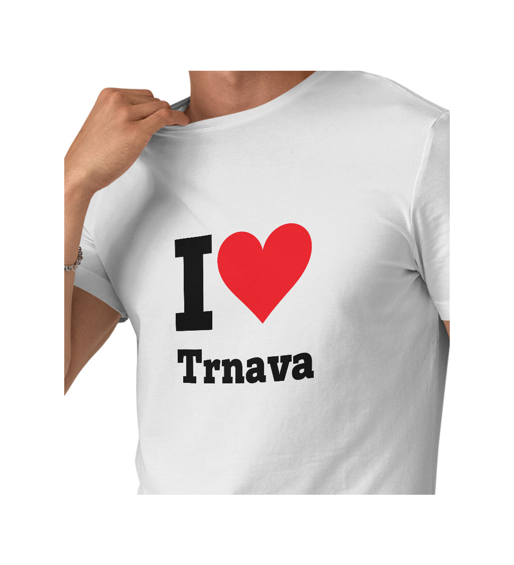 Pánské bílé triko s nápisem - I love Trnava