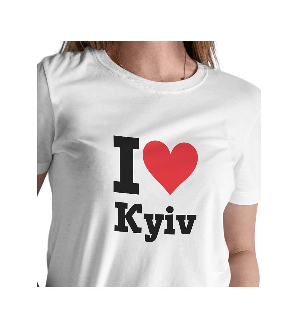 Dámské bílé triko s nápisem - I love I love Kyiv