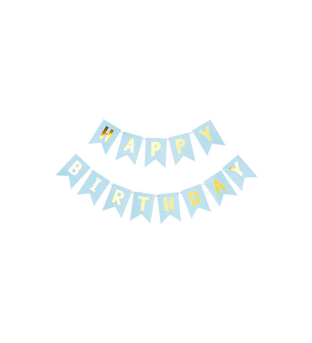 Happy birthday banner modrý