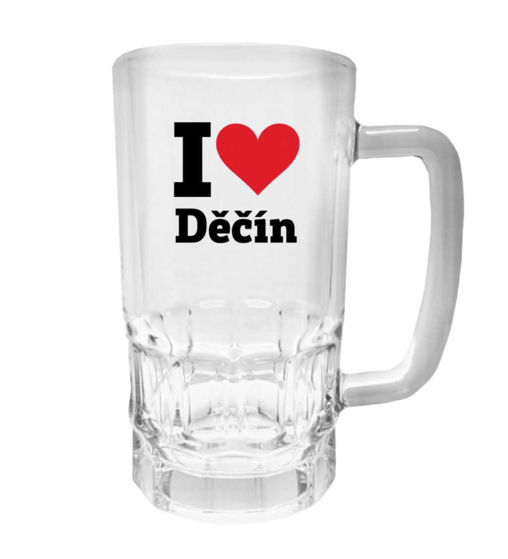 Půllitr s potiskem - I love Děčín, 500 ml