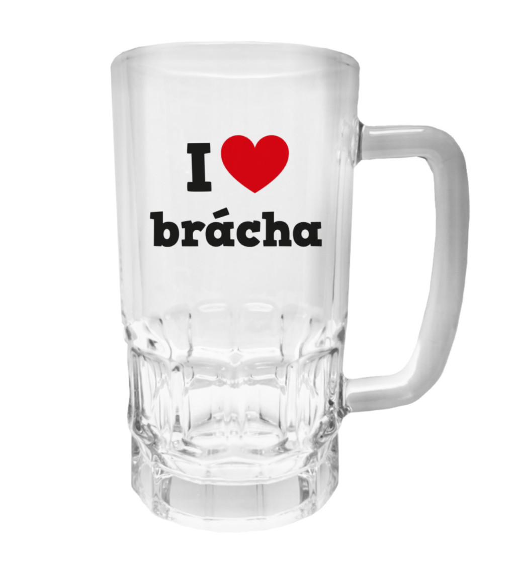 Půllitr s potiskem - I love brácha, 500 ml