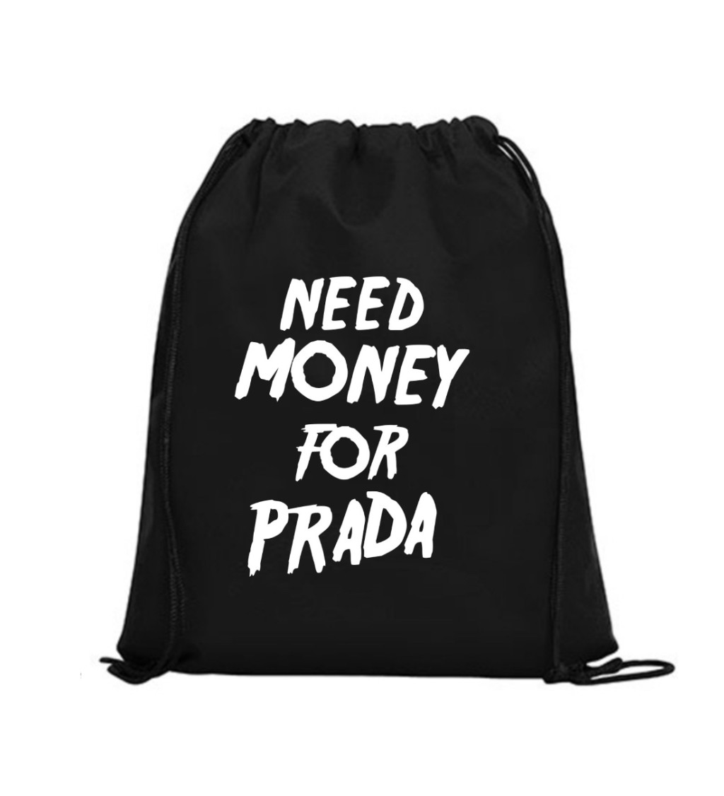 Vak na záda - Need money for Prada, 36x42 cm, bílý