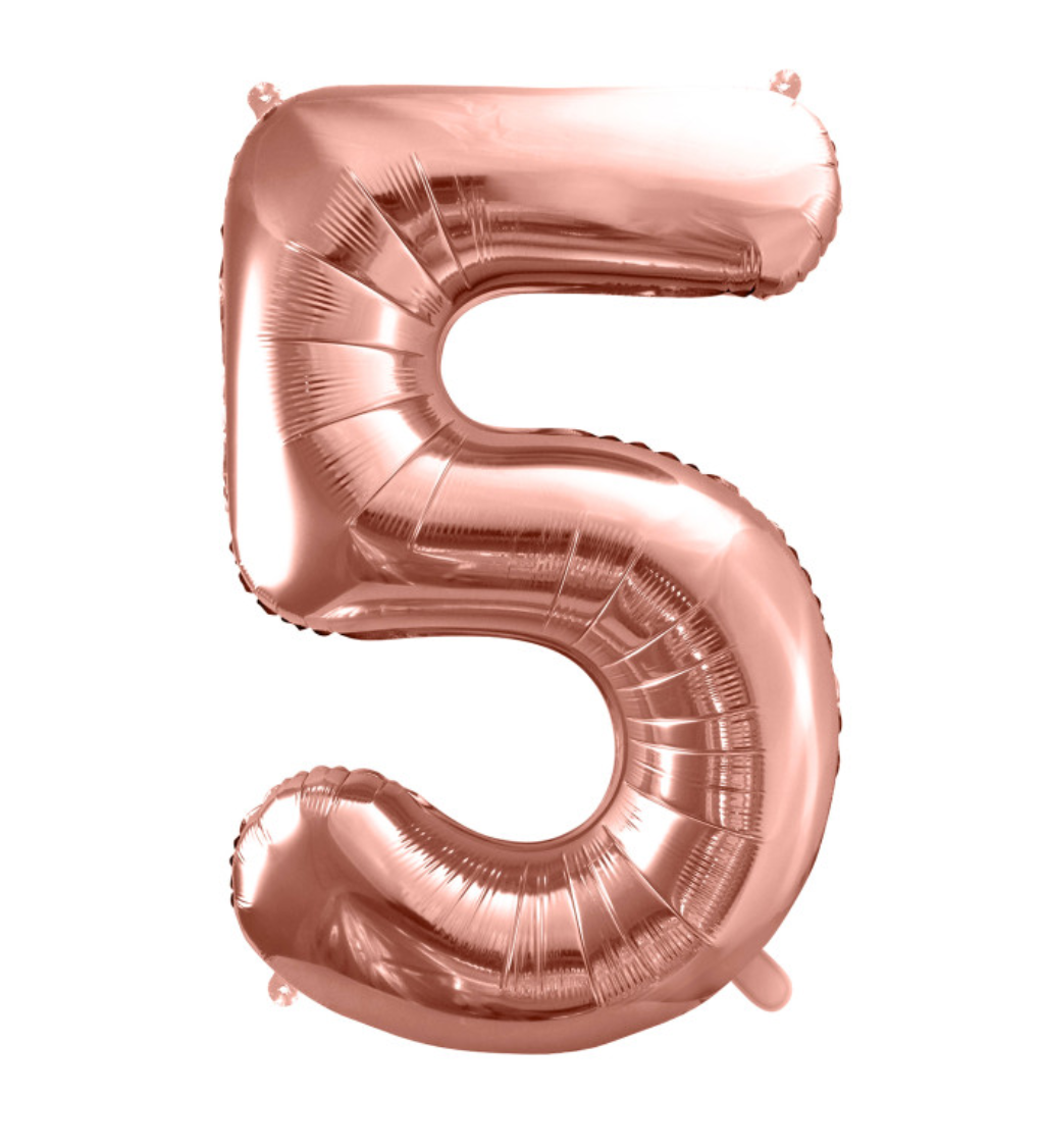 Fóliový balónek číslo 5 rosegold